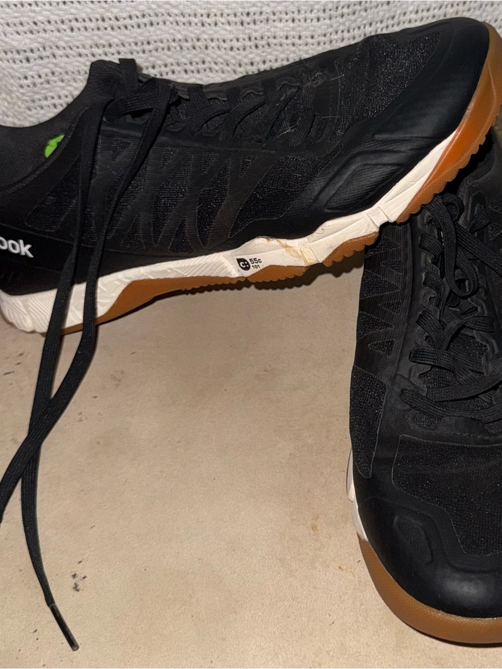 Reebok Black Sneakers with Gum Sole and White Midsole